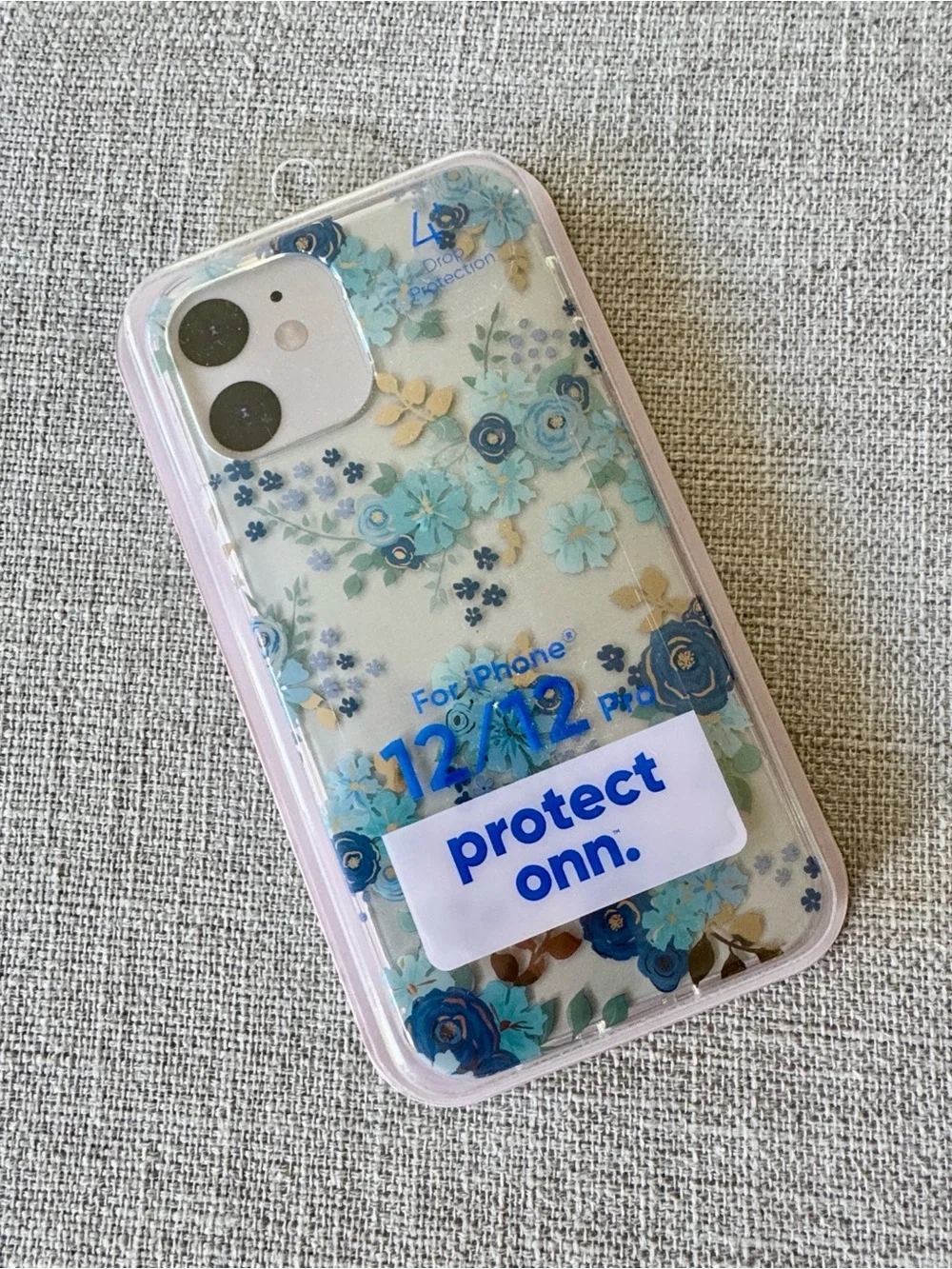 iPhone Case Blue Gold Foil Metallic Floral Brand New for iPhone 12/12 Pro